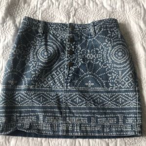 Free People batik print denim skirt